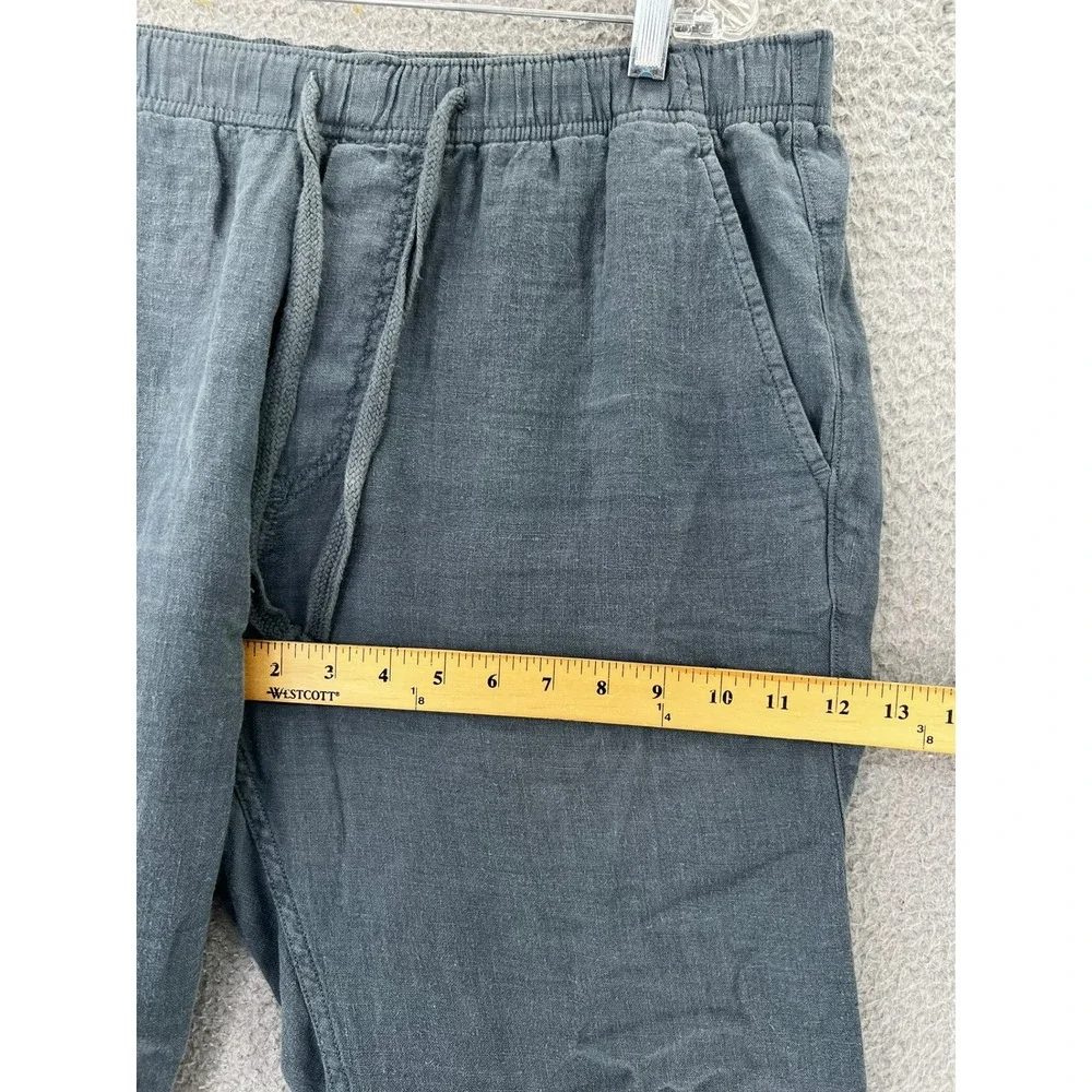 Faherty Brand Mens Linen Blend Jogger Pants Charcoal Gray Drawstring Size Large